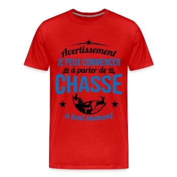 Parler De Chasse à Tout Moment Cadeau Chasseur - T-shirt bio Premium Homme - rouge - Devant - Damien (186cm)