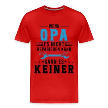 Si Papy Ne Peut Pas Le Réparer Personne Ne Peut - T-shirt bio Premium Homme - rouge - Devant - Damien (186cm)