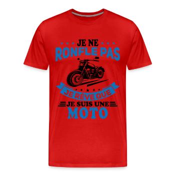 Je Ne Ronfle Pas Je Rêve Que Je Suis Une Moto - T-shirt bio Premium Homme - rouge - Devant - Damien (186cm)