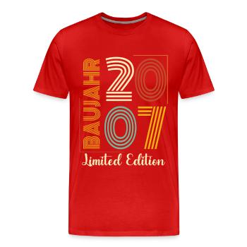 Baujahr 2007 - Männer Premium Bio T-Shirt - Rot - Vorne - Damien (186cm)