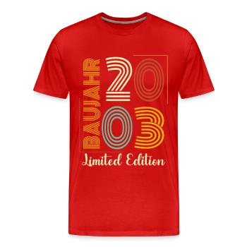 Baujahr 2003 - Männer Premium Bio T-Shirt - Rot - Vorne - Damien (186cm)