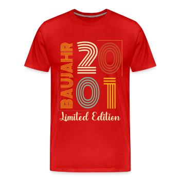 Baujahr 2001 - Männer Premium Bio T-Shirt - Rot - Vorne - Damien (186cm)