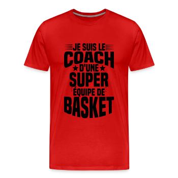 Je suis le coach d'une super équipe de basket - T-shirt bio Premium Homme - rouge - Devant - Damien (186cm)