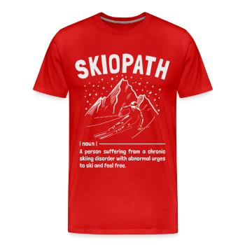 Skiopath Apres-Ski Funny Skiing Definition Skier - Men's Premium Organic T-Shirt - red - Front - Damien (186cm)