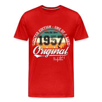 1957 Vintage Retro Geburtstagsgeschenk - Männer Premium Bio T-Shirt - Rot - Vorne - Damien (186cm)