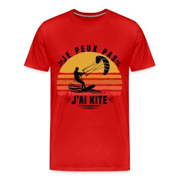 Je Peux Pas J'ai Kite Cadeau Humour - T-shirt bio Premium Homme - rouge - Devant - Damien (186cm)