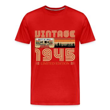 1945 Anniversaire 1945 Vintage Anniversaire 1945 - T-shirt bio Premium Homme - rouge - Devant - Damien (186cm)