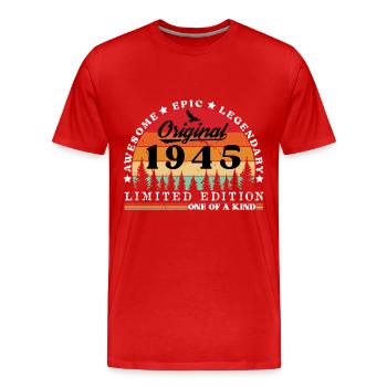 1945 Anniversaire 1945 Vintage Anniversaire 1945 - T-shirt bio Premium Homme - rouge - Devant - Damien (186cm)