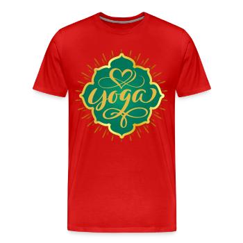 Yoga, symbole du yoga avec le cœur - T-shirt bio Premium Homme - rouge - Devant - Damien (186cm)