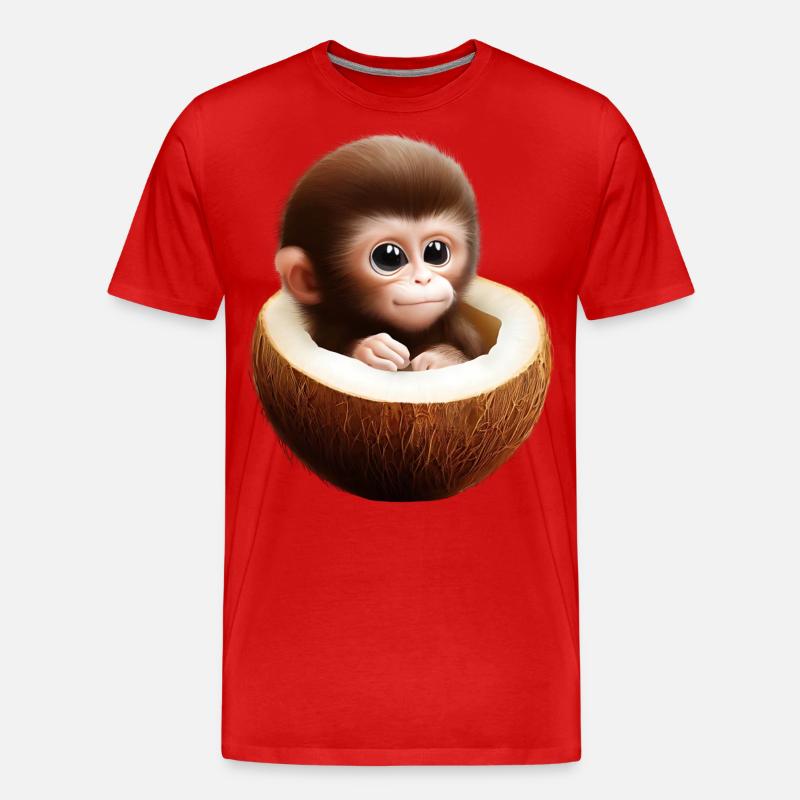 Singe dans une noix de - T-shirt bio Premium Homme - rouge