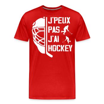Ich kann keine Hockey-Geschenkidee haben - Männer Premium Bio T-Shirt - Rot - Vorne - Damien (186cm)