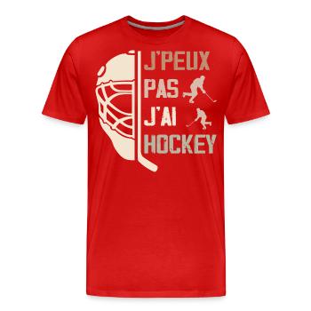 Ich kann keine Hockey-Geschenkidee haben - Männer Premium Bio T-Shirt - Rot - Vorne - Damien (186cm)