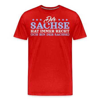 Sächsischer Dialekt Sachse - Männer Premium Bio T-Shirt - Rot - Vorne - Damien (186cm)