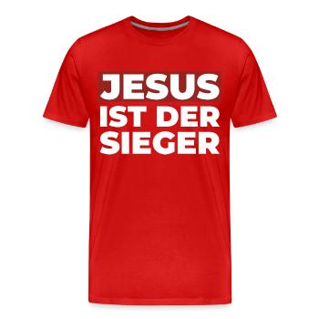 Jesus Christus ist der Sieger - Christliches Shirt - Männer Premium Bio T-Shirt - Rot - Vorne - Damien (186cm)