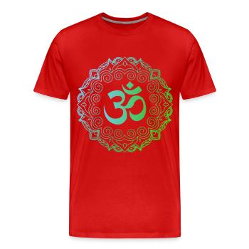 Yoga, Om-Mandala - Männer Premium Bio T-Shirt - Rot - Vorne - Damien (186cm)