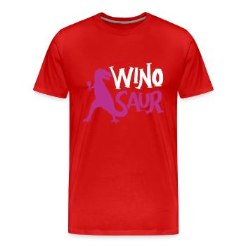 WineSaur boire du vin Dino Vino Verre à vin vigne - T-shirt bio Premium Homme - rouge - Devant - Damien (186cm)