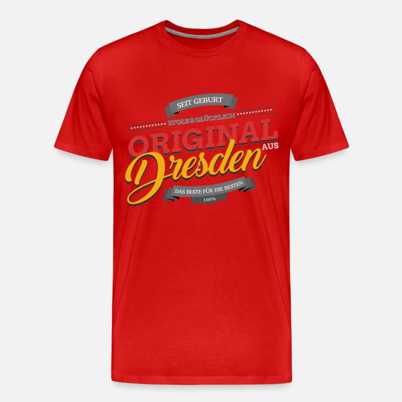 Original aus Dresden - Männer Premium Bio T-Shirt - Rot