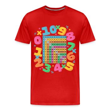 Mathematisches Einmaleins für Kinder - Männer Premium Bio T-Shirt - Rot - Vorne - Damien (186cm)