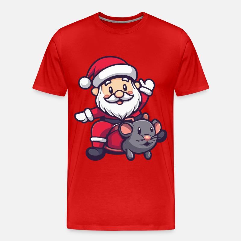 Maus Weihnachtsmann - Männer Premium Bio T-Shirt - Rot