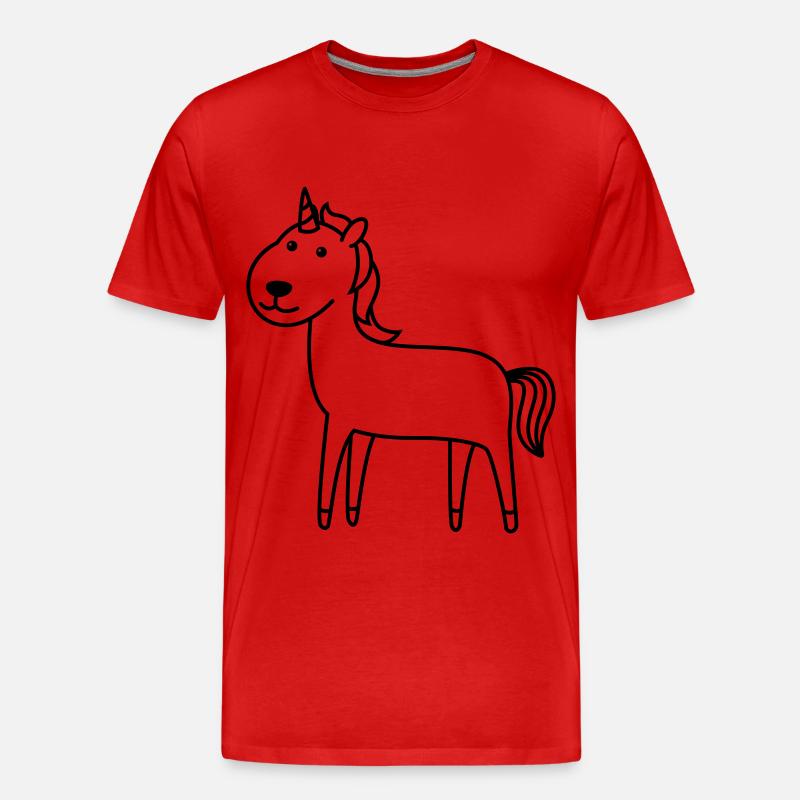 Einhorn Comic Tier - Männer Premium Bio T-Shirt - Rot