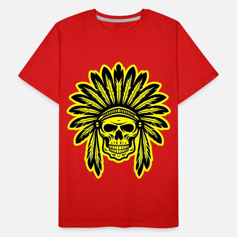 Crâne de chef indien apache T-shirt bio Premium Homme
