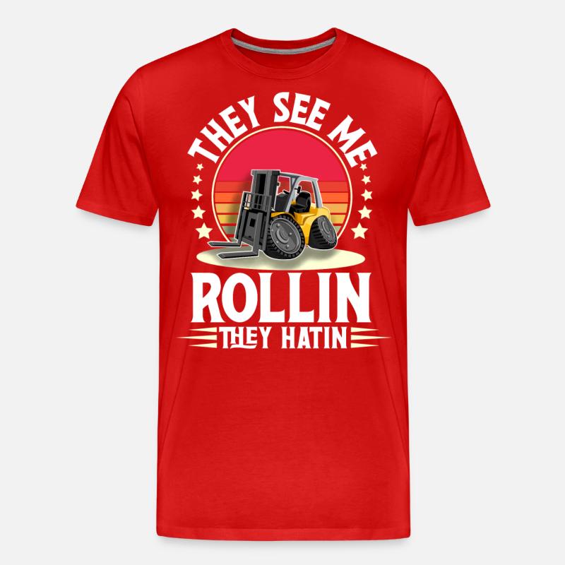 Staplerfahrer Gabelstapler Lagerist - Männer Premium Bio T-Shirt - Rot