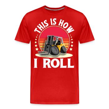 Conducteur de chariot élévateur Élévateur à fourche Magasinier - T-shirt bio Premium Homme - rouge - Devant - Damien (186cm)