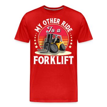 Conducteur de chariot élévateur Élévateur à fourche Magasinier - T-shirt bio Premium Homme - rouge - Devant - Damien (186cm)