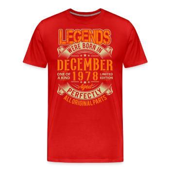 1978 December Birthday Legend - Men's Premium Organic T-Shirt - red - Front - Damien (186cm)