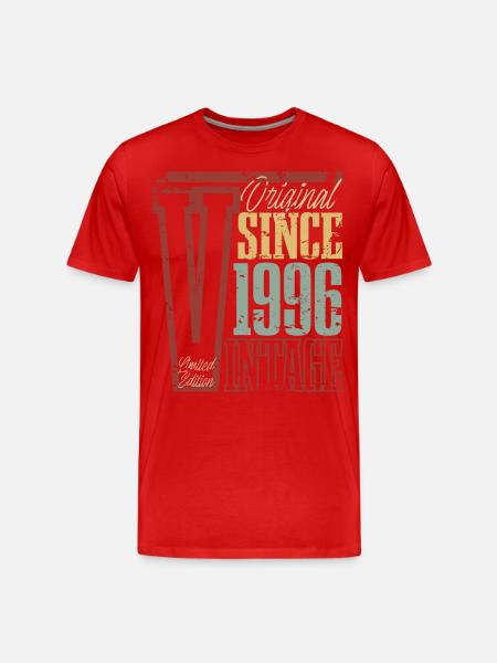1996 Geburtstag Geburtsjahr Baujahr Vintage Retro - Männer Premium Bio T-Shirt - Rot