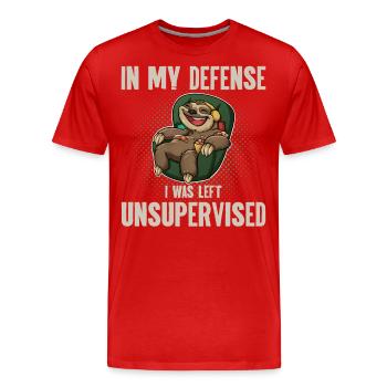 Sloth Pizza Poulet Chill - T-shirt bio Premium Homme - rouge - Devant - Damien (186cm)