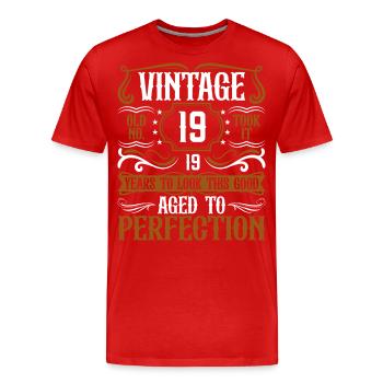 19th Birthday Vintage Retro - Men's Premium Organic T-Shirt - red - Front - Damien (186cm)