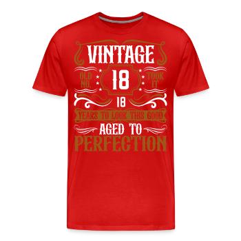 18th Birthday Vintage Retro - Men's Premium Organic T-Shirt - red - Front - Damien (186cm)
