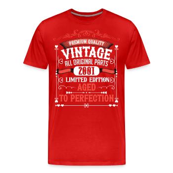 2001 Year of birth Born Birthday Vintage - Men's Premium Organic T-Shirt - red - Front - Damien (186cm)
