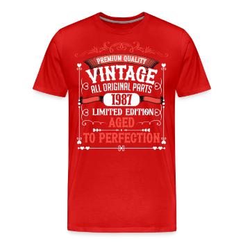 1987 Year of birth Born Birthday Vintage - Men's Premium Organic T-Shirt - red - Front - Damien (186cm)
