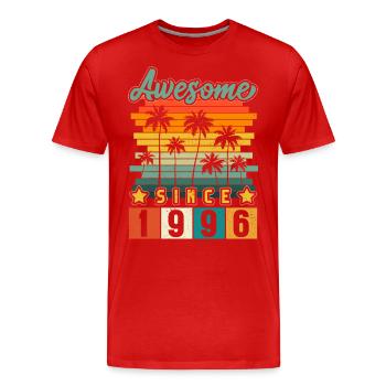 1996 Born Birthday Year of birth vintage - Men's Premium Organic T-Shirt - red - Front - Damien (186cm)