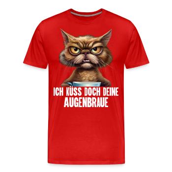 Katze Kaffee Lustige Sprüche - Männer Premium Bio T-Shirt - Rot - Vorne - Damien (186cm)
