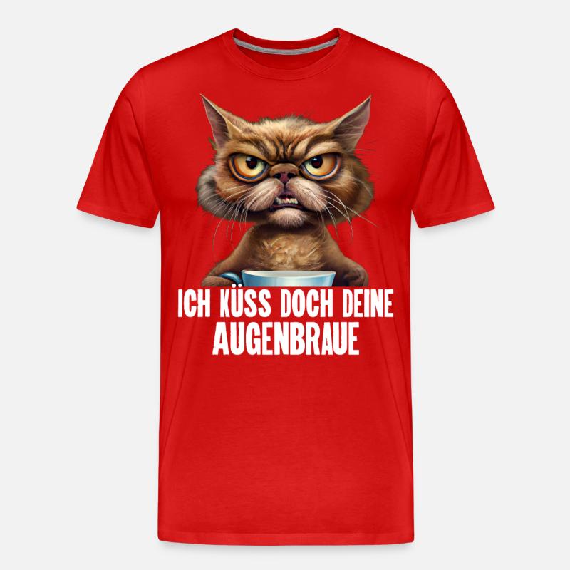 Katze Kaffee Lustige Sprüche - Männer Premium Bio T-Shirt - Rot
