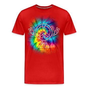 Peacezeichen Friedenszeichen Tie Dye - Männer Premium Bio T-Shirt - Rot - Vorne - Damien (186cm)