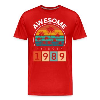 1989 Born Birthday Year of birth vintage - Men's Premium Organic T-Shirt - red - Front - Damien (186cm)