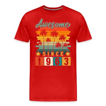 1963 Born Birthday Year of birth vintage - Men's Premium Organic T-Shirt - red - Front - Damien (186cm)