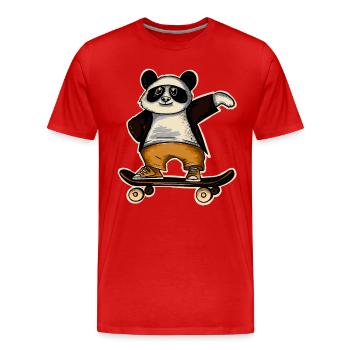 Panda Skate Skater Skateboard Skaten - Männer Premium Bio T-Shirt - Rot - Vorne - Damien (186cm)