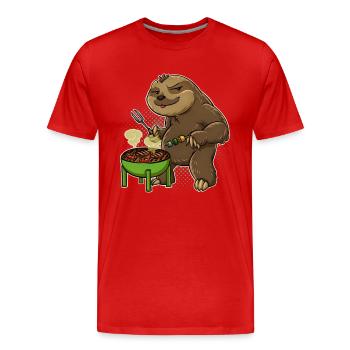 Sloth Grill King Grill Master Grill Tongs Grill - Men's Premium Organic T-Shirt - red - Front - Damien (186cm)