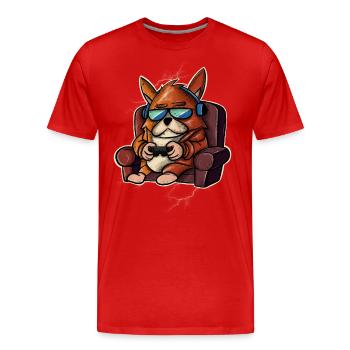 Jeu de chien Joueur Joueurs Joueurs - T-shirt bio Premium Homme - rouge - Devant - Damien (186cm)