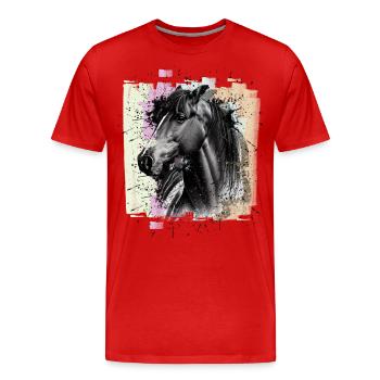 Cheval - T-shirt bio Premium Homme - rouge - Devant - Damien (186cm)