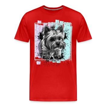 Yorkshire Terrier - Men's Premium Organic T-Shirt - red - Front - Damien (186cm)