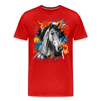 Cheval - T-shirt bio Premium Homme - rouge - Devant - Damien (186cm)