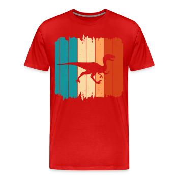 Velociraptor Dino Dinosaures - T-shirt bio Premium Homme - rouge - Devant - Damien (186cm)