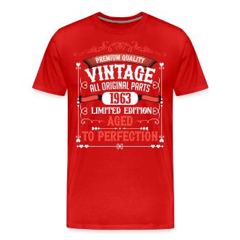 1963 Year of birth Born Birthday Vintage - Men's Premium Organic T-Shirt - red - Front - Damien (186cm)