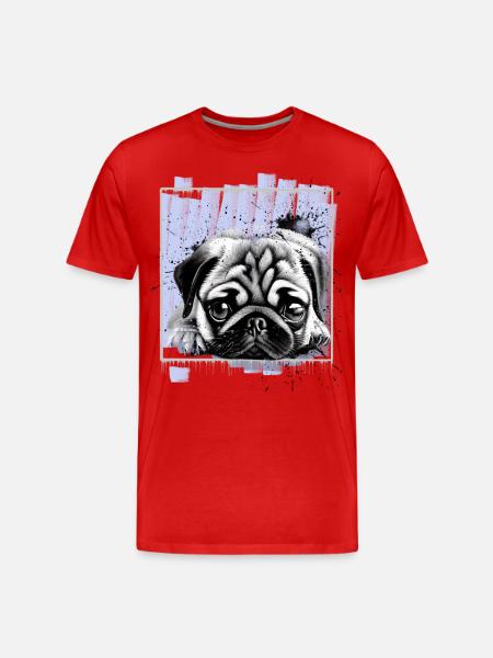 Mops Hund - Männer Premium Bio T-Shirt - Rot